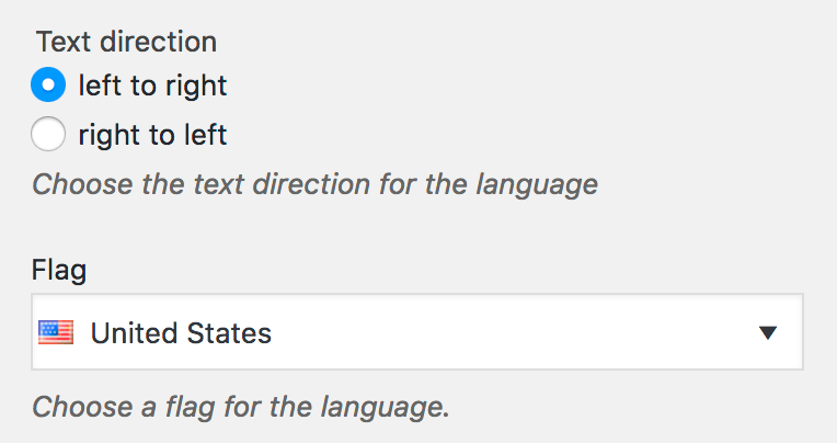 Language options