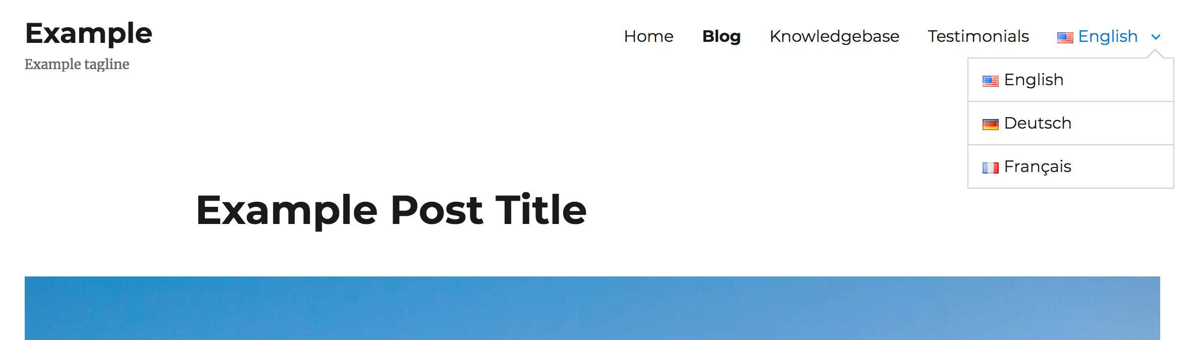 Language switcher with flags in a dropdown