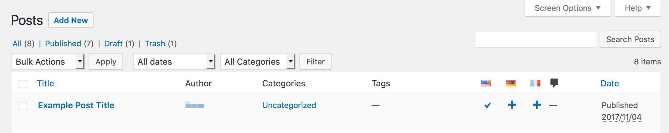 Posts with multilingual columns