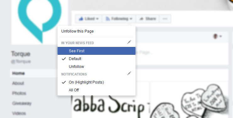 follow facebook page set see first