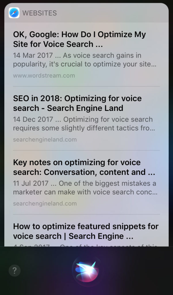 voice search query on mobile device