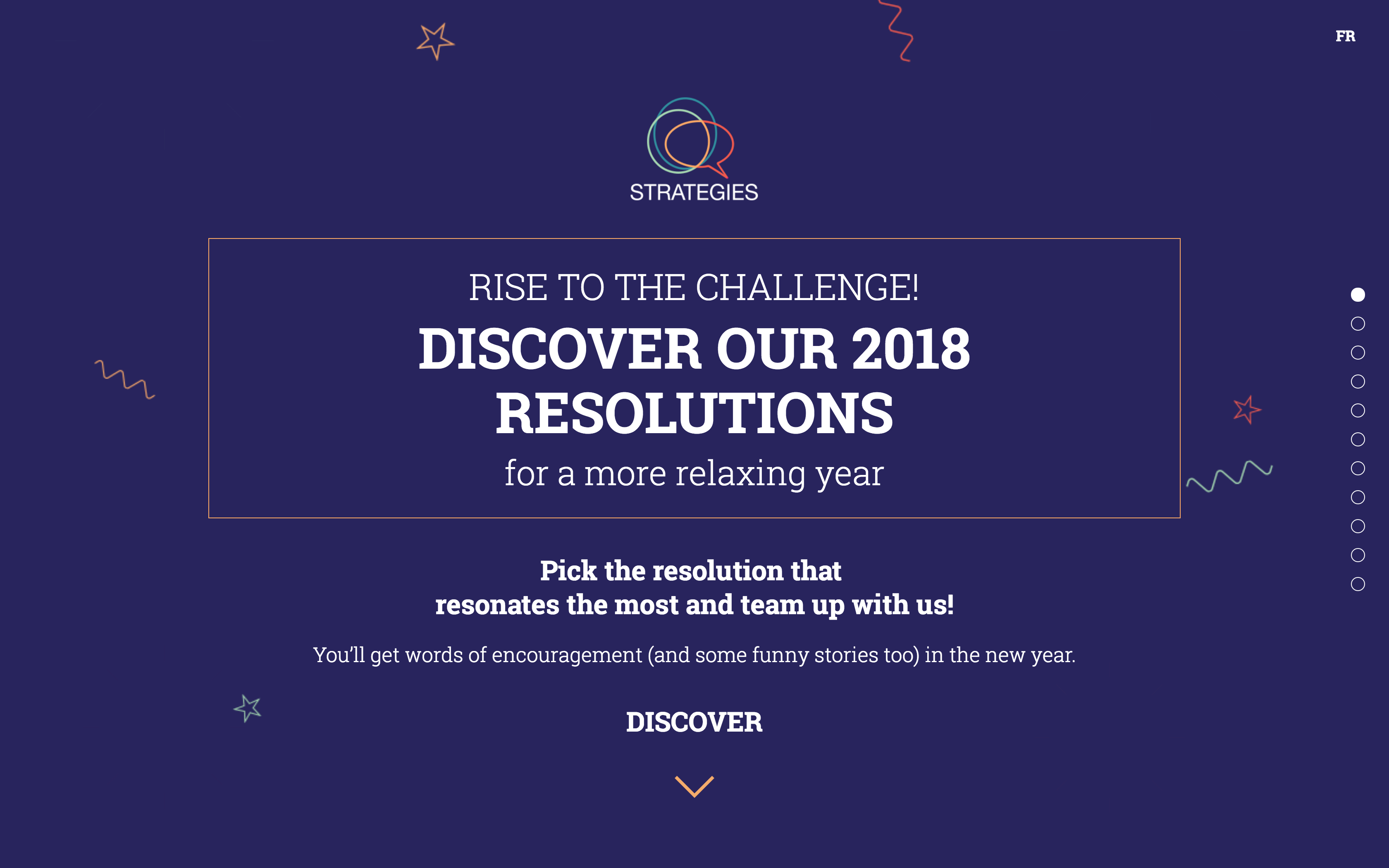 Some sites still use anchored navigation, such as the Rise to the 2018 Resolutions Challenge site.
