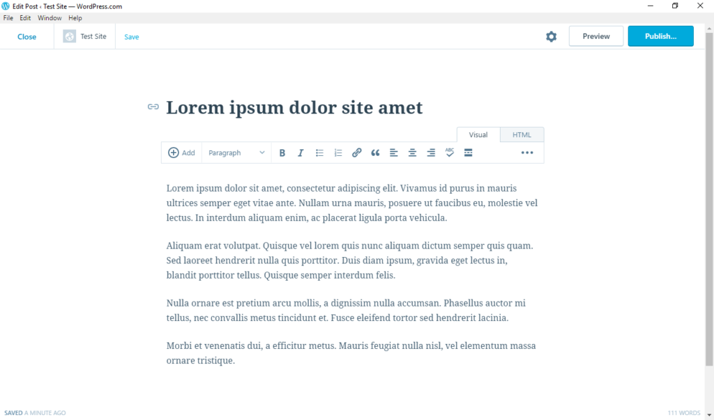 wordpress desktop app distraction free editing mode