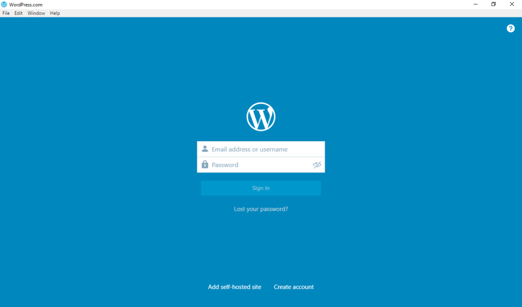 wordpress desktop app first sign in