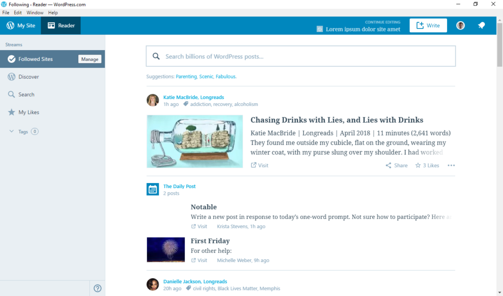 wordpress desktop app landing screen