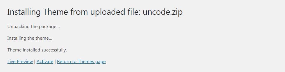Activating a theme in WordPress.