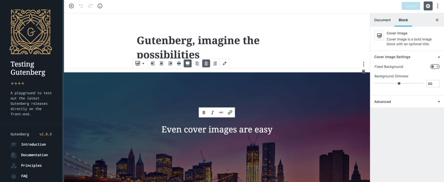 The official Gutenberg demo.