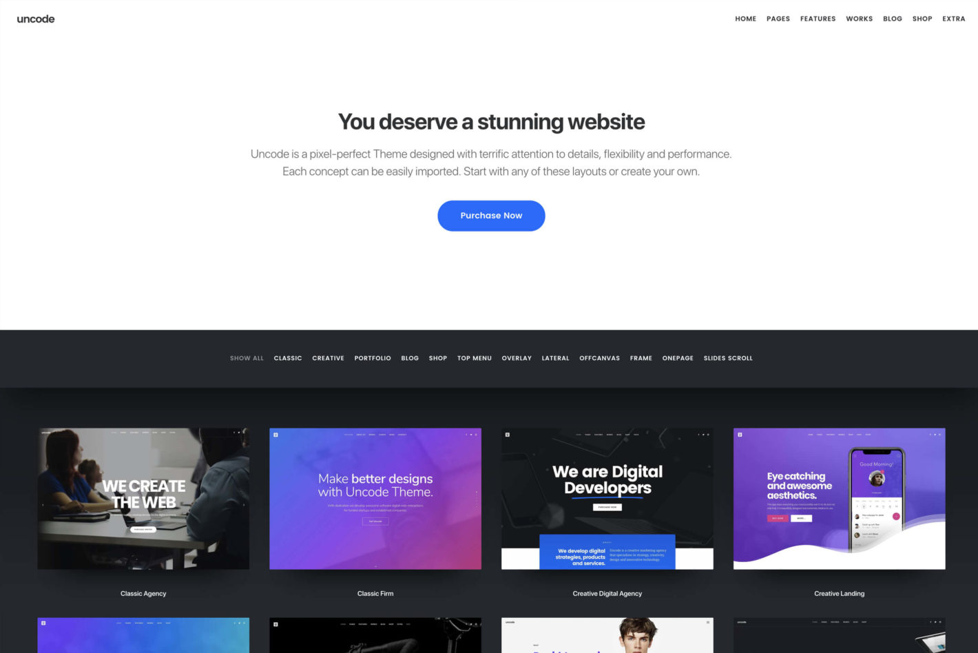 The Uncode theme website.