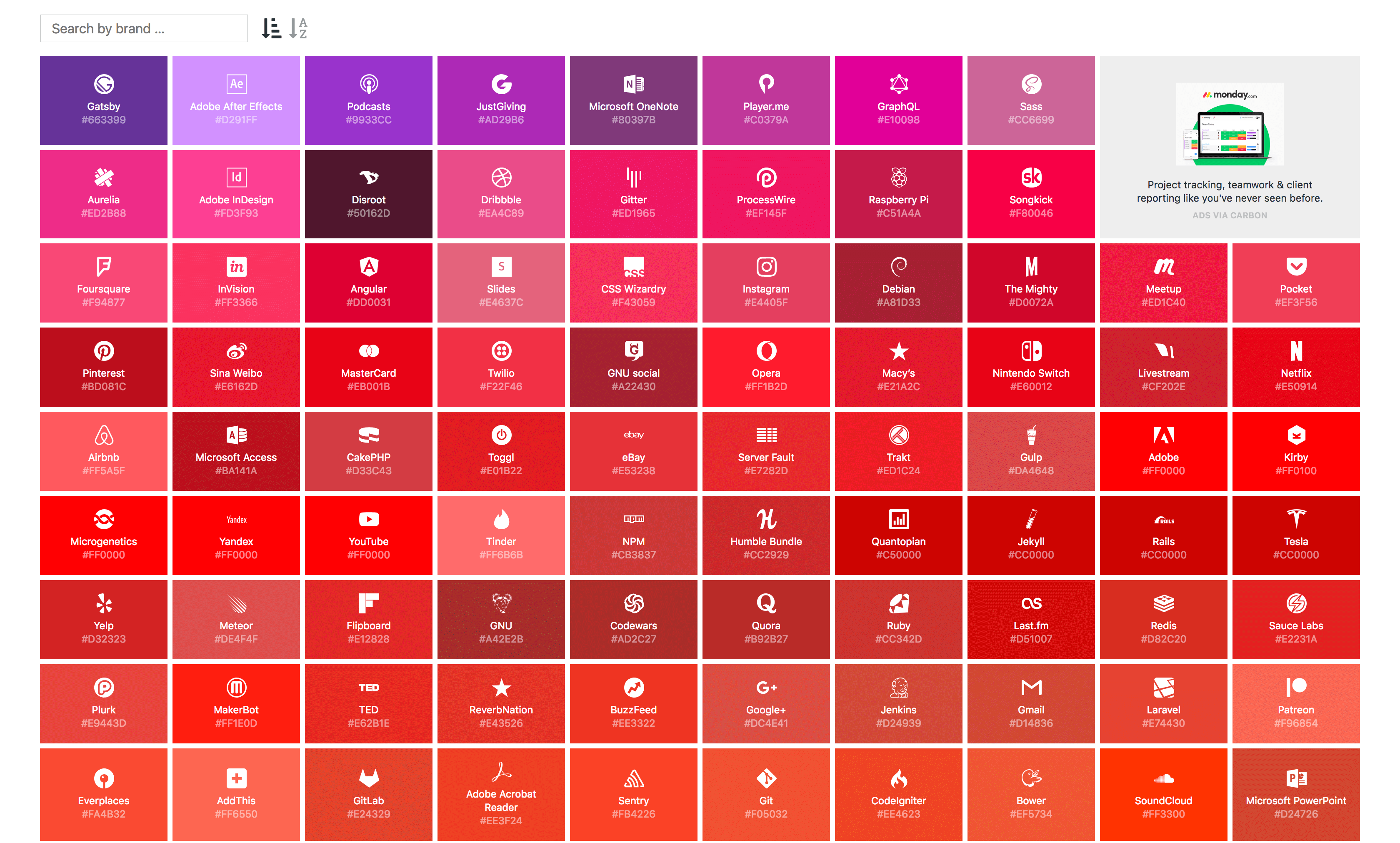 The Simple Icons website.