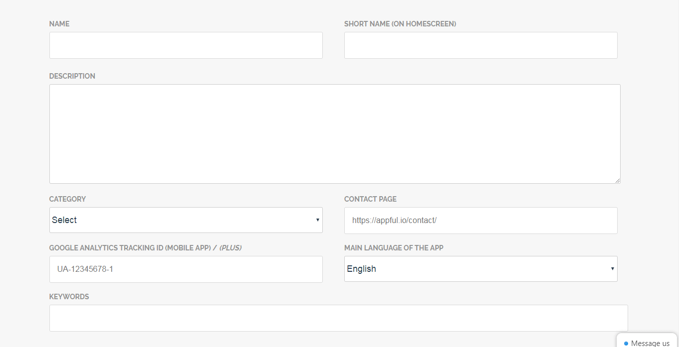 The appful Info tab.