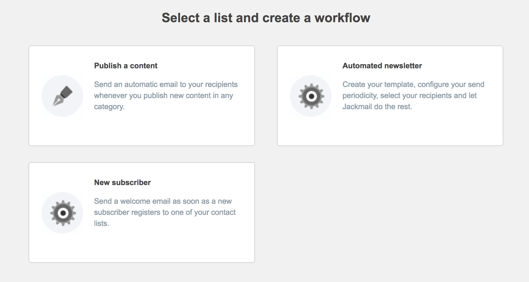 Choosing a trigger for an automated workflow.