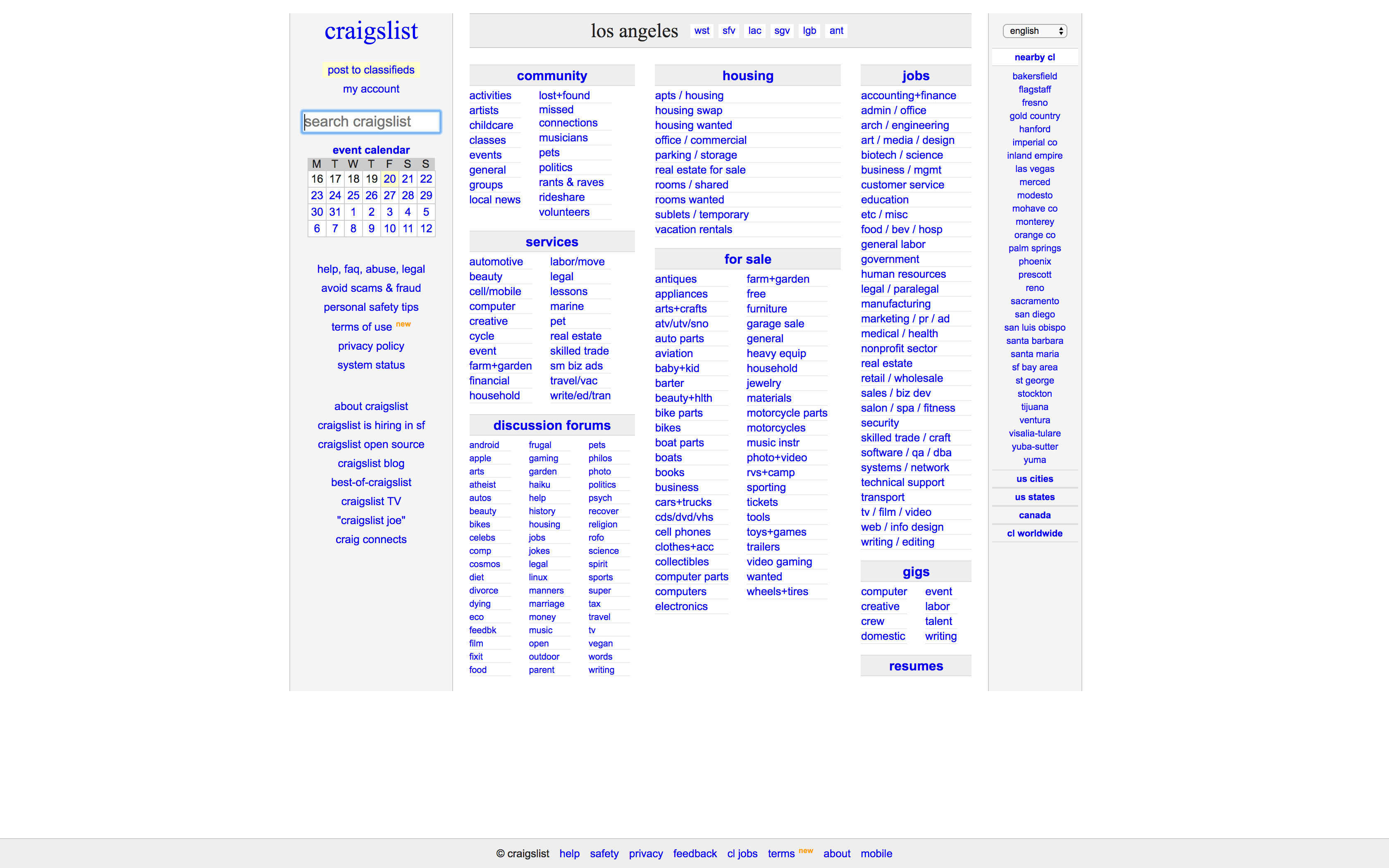 The Craigslist website.