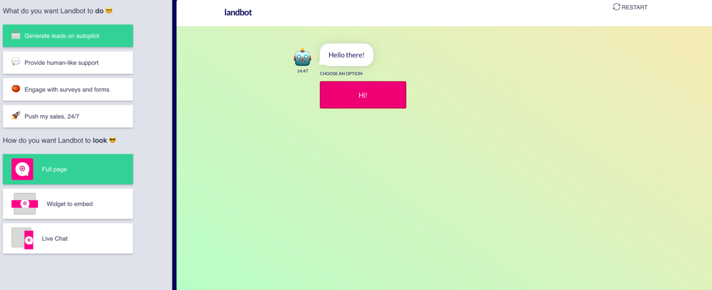 The Landbot website.