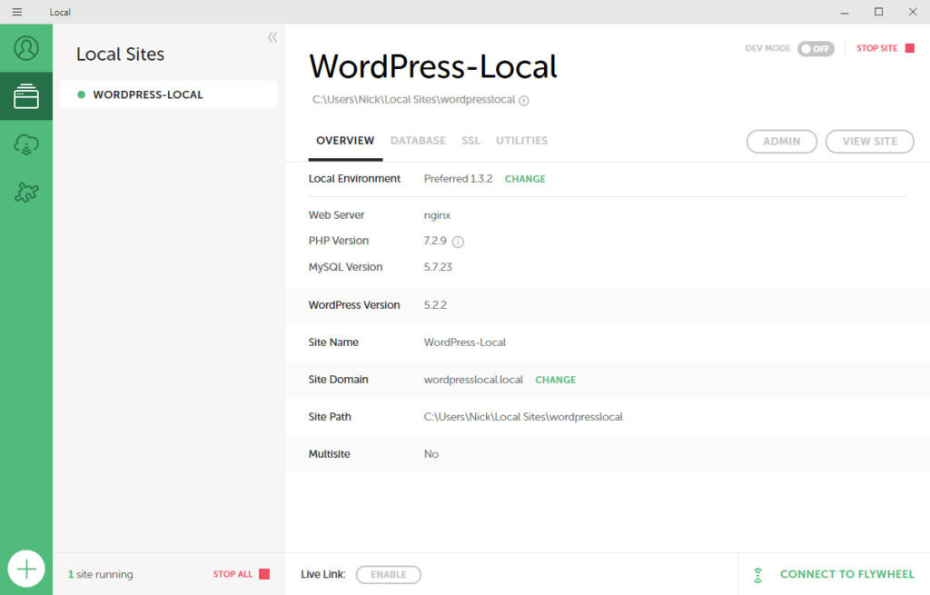 existing sites in local by flywheel