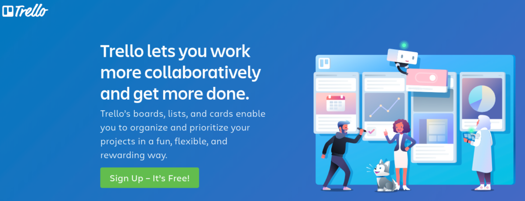 The Trello website home page.