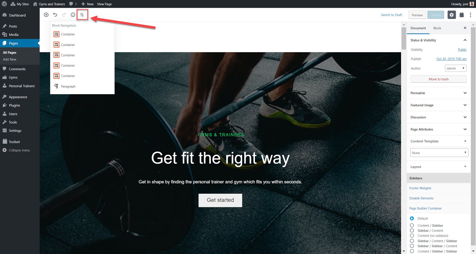 Example of Block Navigation