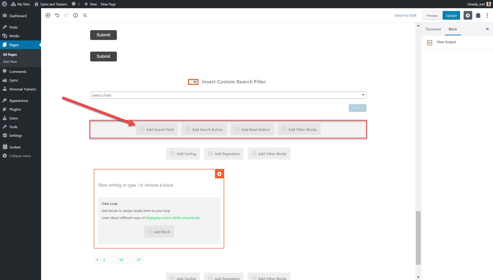 How to add search fields, and search buttons