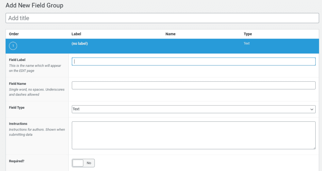 Settings page for the Advanced Custom Fields WordPress plugin.