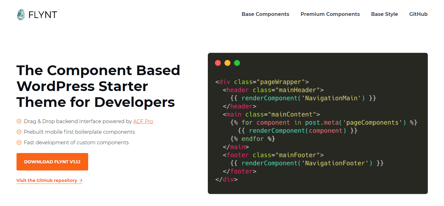 The Flynt starter theme website.