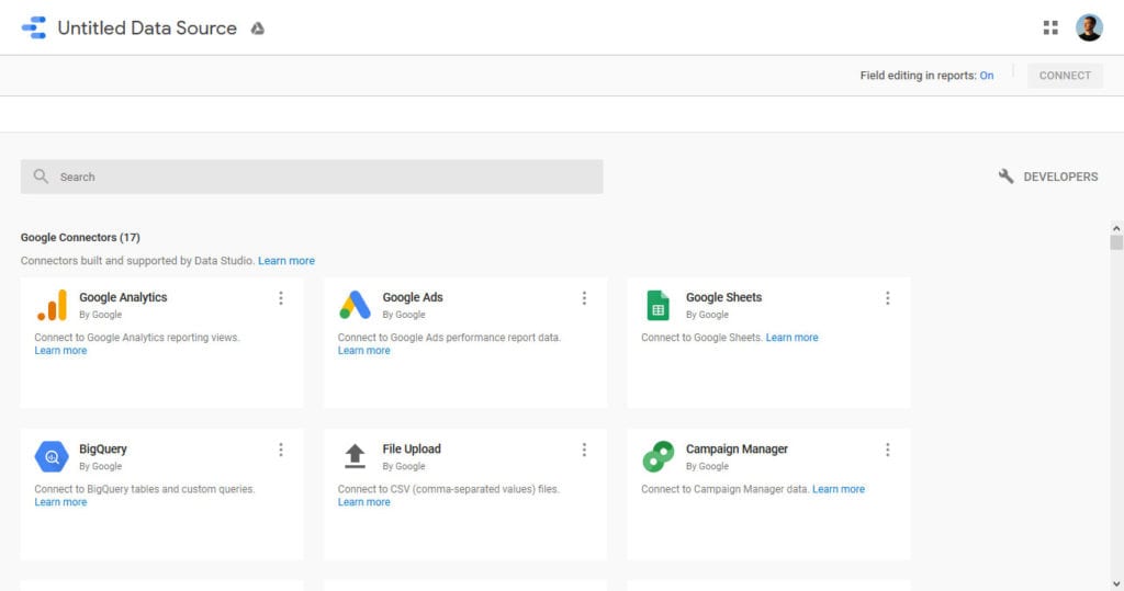 add data source to google data studio