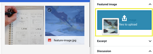 WordPress 5.4 drag-and-drop featured image functionality.