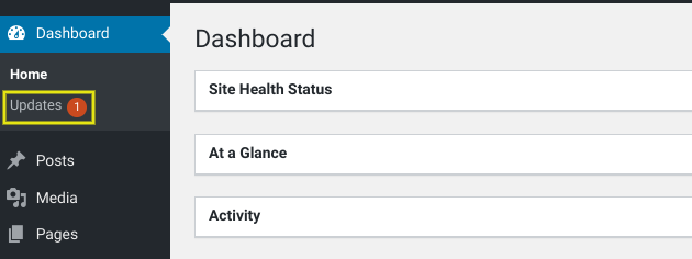WordPress updates notification.