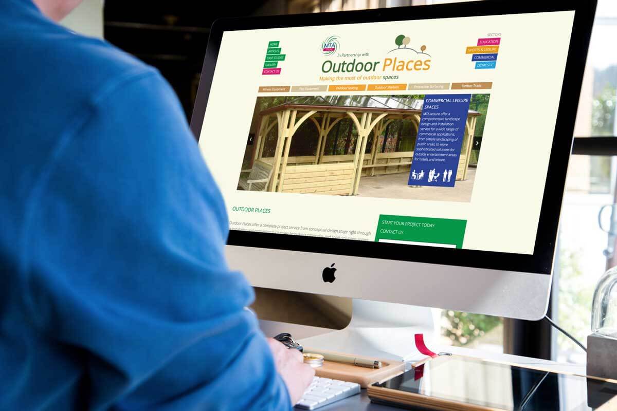 Outdoor Places website designed by blue37 on a desktop monitor
